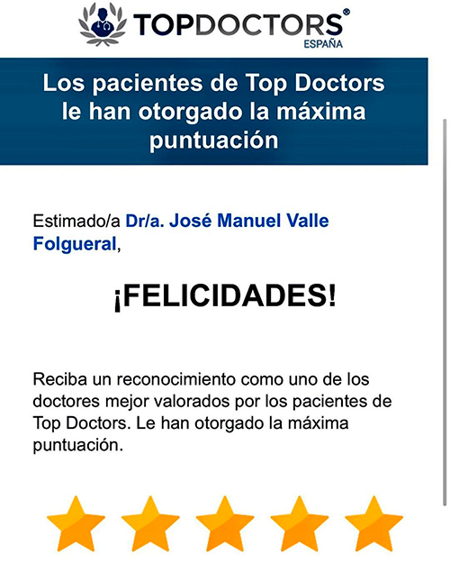 Doctor Valle, Certificado de Excelencia Top Doctors